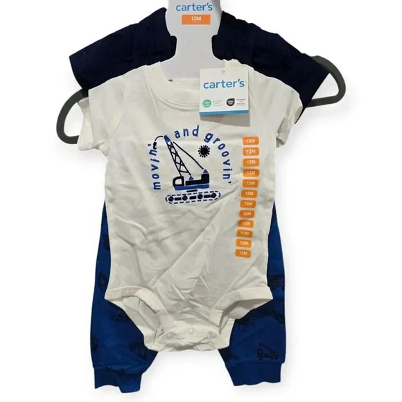 NWT Carters 12m Boys 3 Piece Movin' And Groovin Jogger Set - Picture 1 of 3